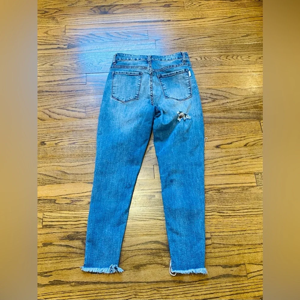 Distressed In Front and Back Nature Blue Women's Jeans - Picture 2 of 5